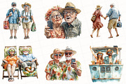 Funny Summer Old Couple Clipart, an Illustration by OK Design (Thumbnail 2 of 5)
