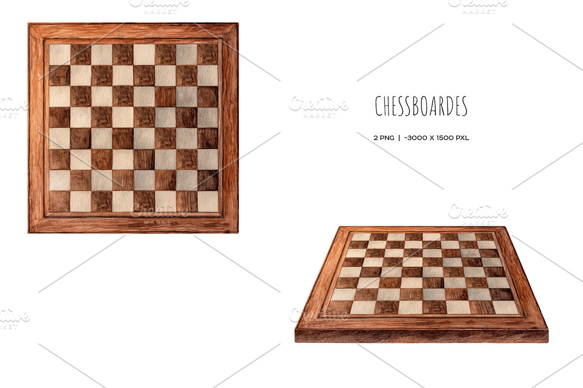 Watercolor chess game clipart, an Object Illustration by Art and Funny (Photo 7 of 8)