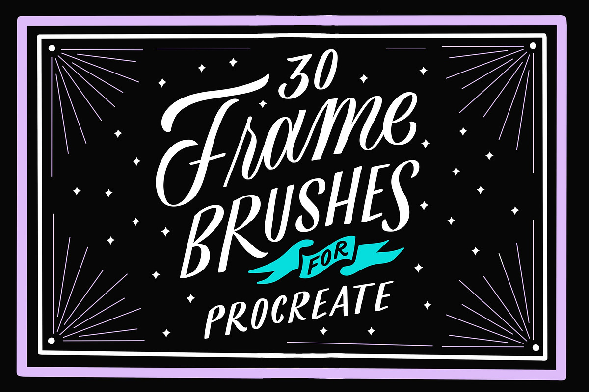30 Frame Brushes for Procreate App, a Brush Add-On by Molly Jacques (Photo 1 of 6)