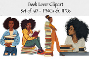 Book lover clipart, an Illustration by CraftCrateShop (Thumbnail 1 of 5)
