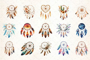 Dreamcatcher Watercolor Boho Clipart, an Illustration by DreamCafeArt (Thumbnail 3 of 5)