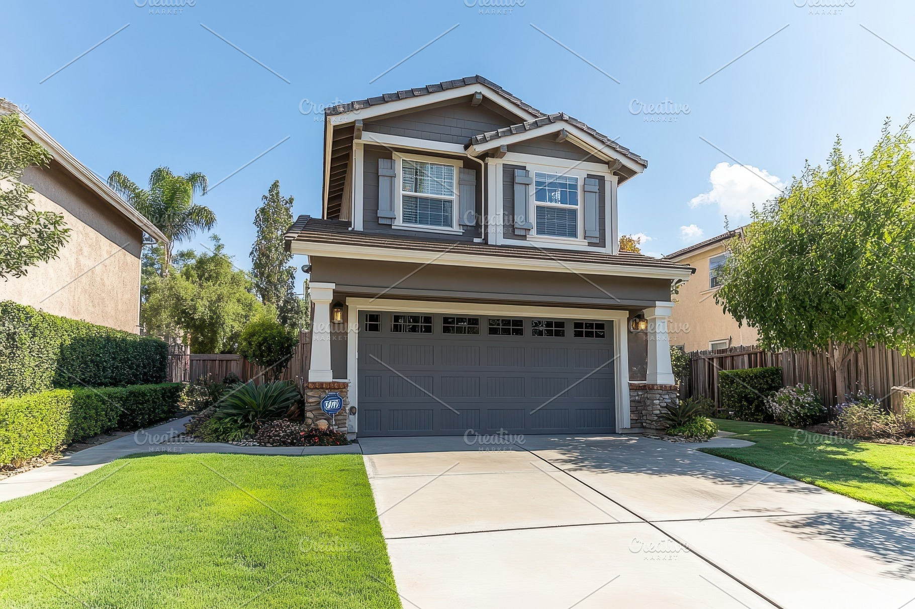 Charming Gray House Suburban Home Dr, a Background Photo by Pixeness Studio