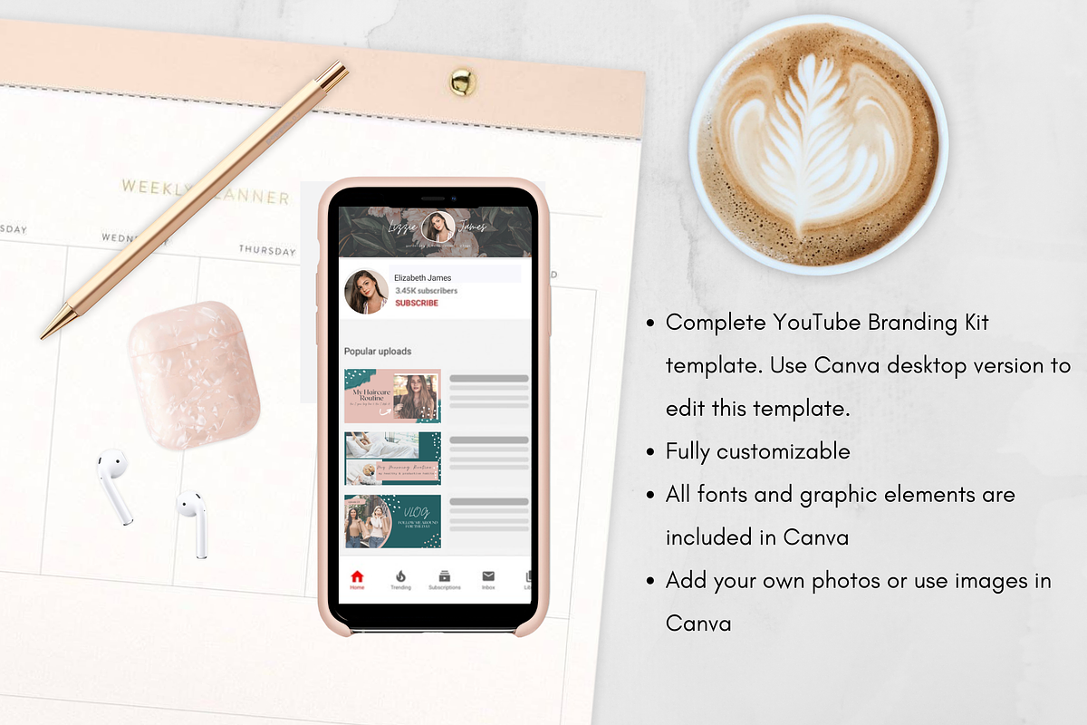 YouTube Branding Bundle - Canva, a Social Media Template by Tegefeldt Design (Photo 6 of 6)