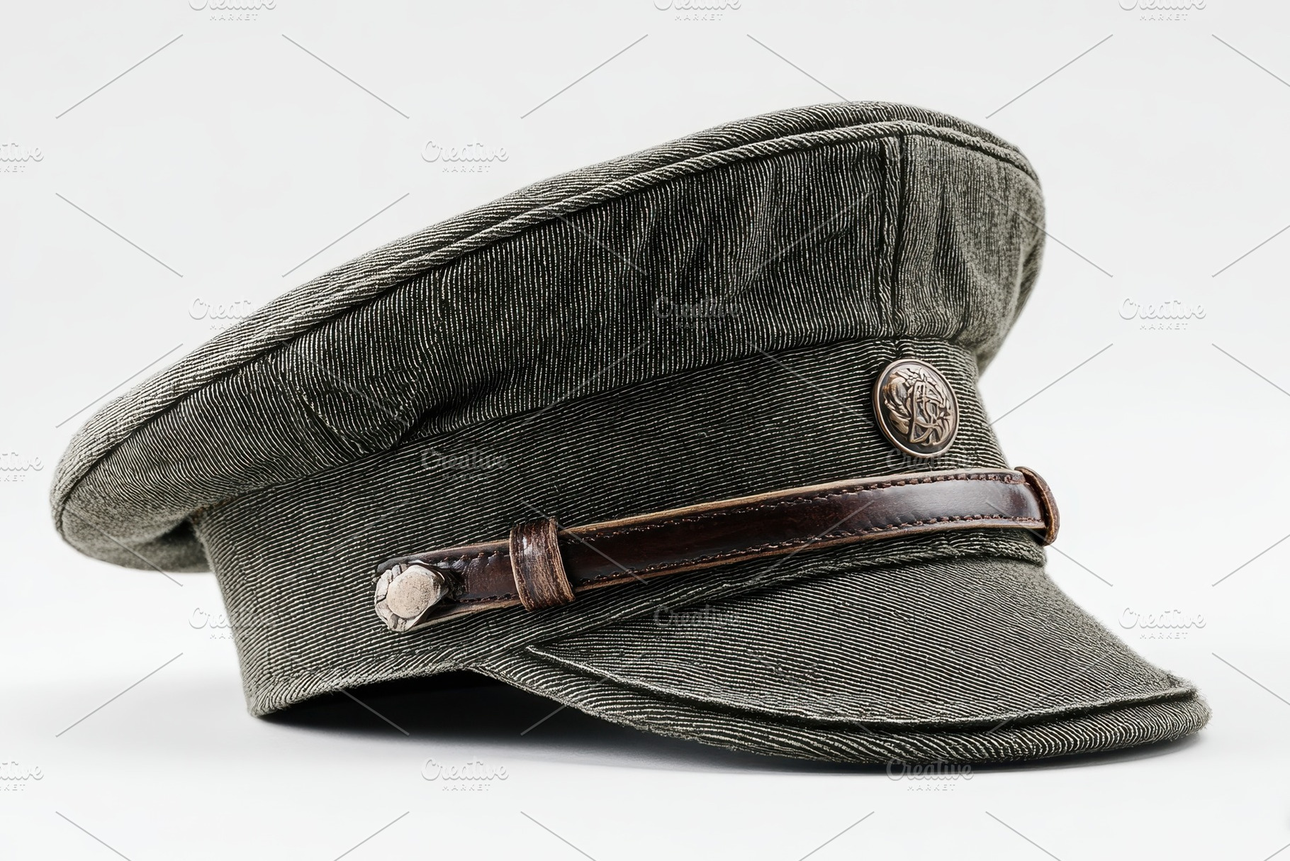 Stylish Olive Green Military Peaked, a Photo by Pixeness Studio