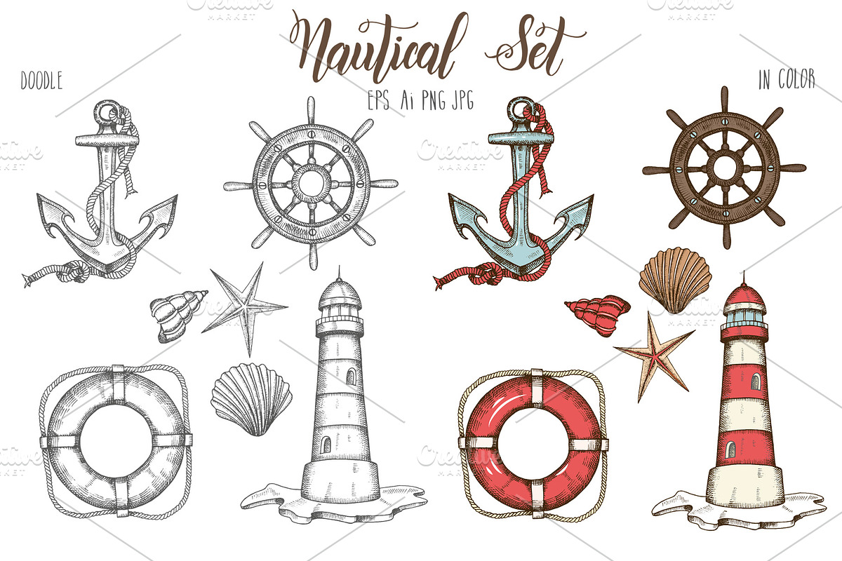 Vector Nautical Set, an Object Illustration by Tabiti (Photo 2 of 15)