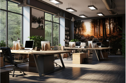 Office interior near windows, an Architecture Photo by Ylivdesign
