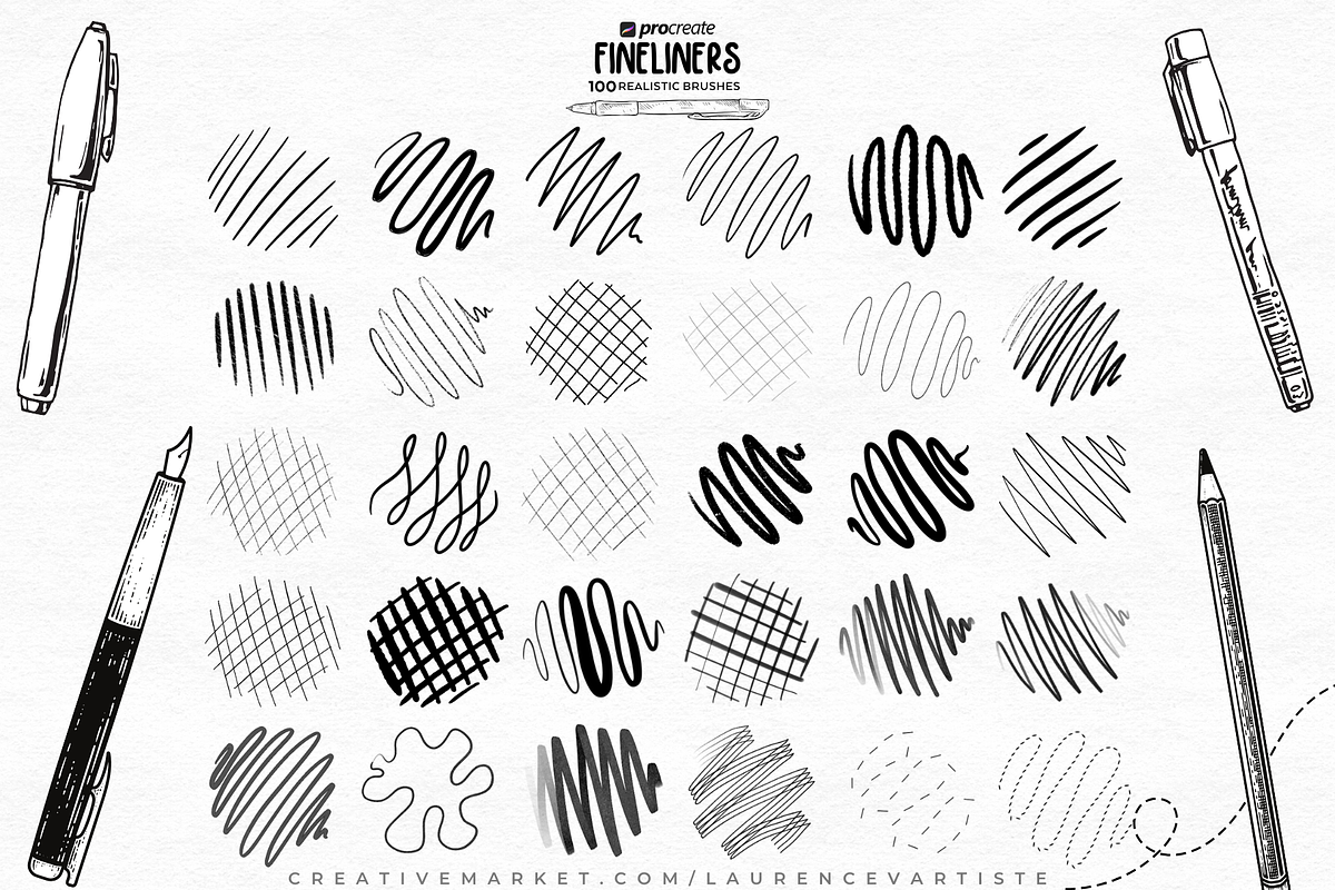 Procreate Fine Liner Brushes, a Brush Add-On by LaurenceVArtiste (Photo 2 of 5)