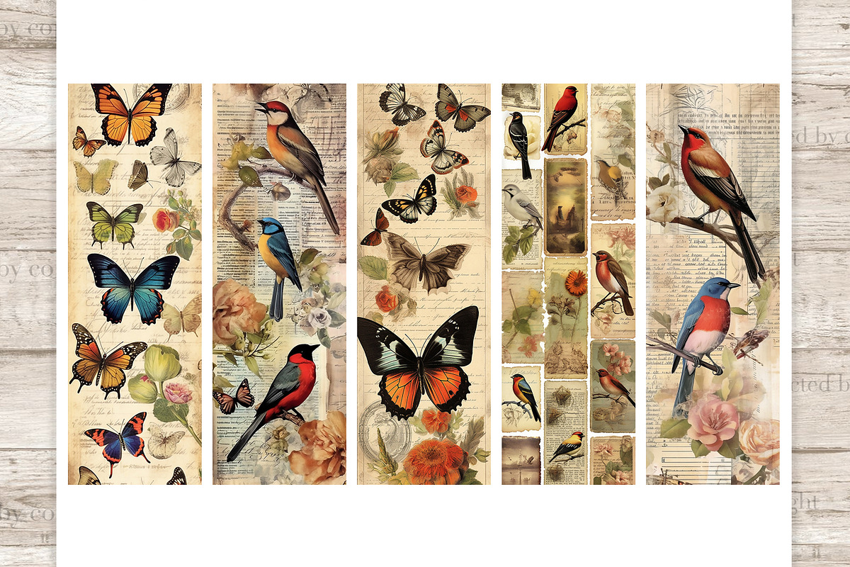 Vintage Birds And Butterflies, an Animal Illustration by GlamArtZhanna (Photo 2 of 3)
