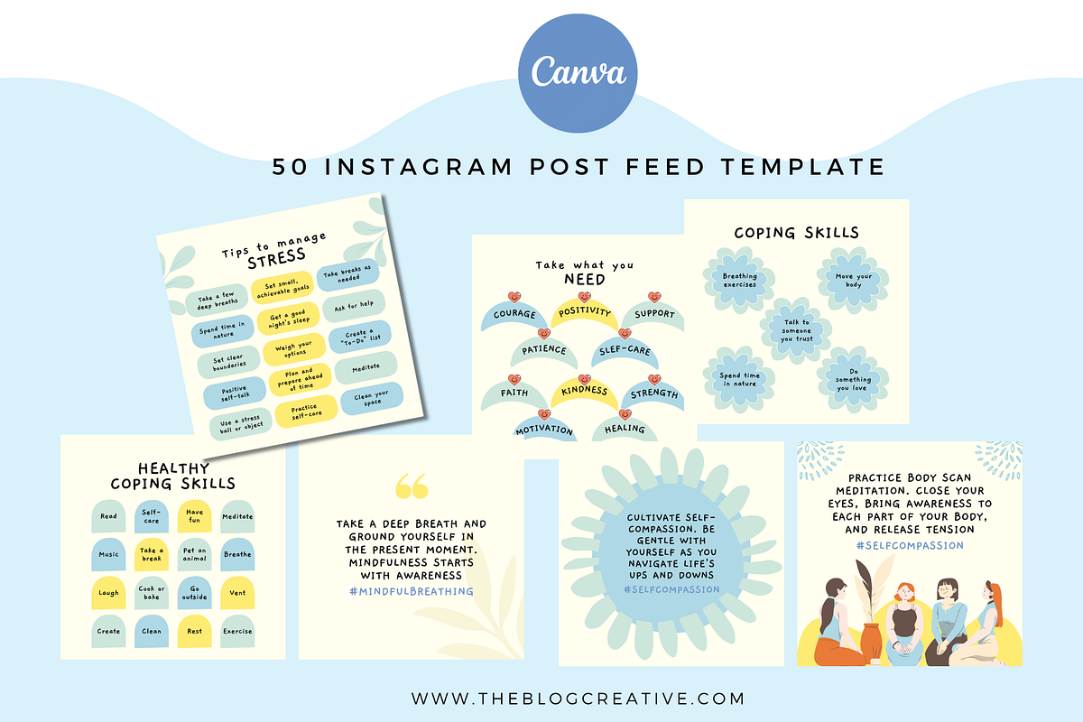 Mindful Moments Kit Instagram Canva, a Social Media Template by The Blog Creative (Photo 4 of 6)