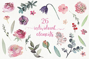 Pink Blush Floral Flower Set, a Decorative Illustration by Veris Studio (Thumbnail 9 of 9)