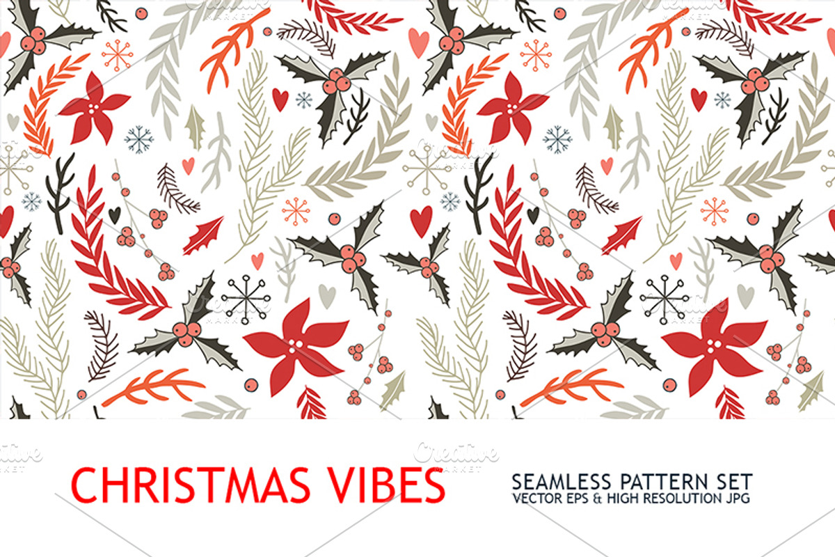 Christmas floral pattern collection, a Pattern Graphic by Anttoniu (Photo 3 of 3)