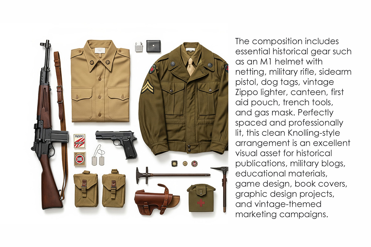 Vintage WWII Military Uniform Gear, an Object Illustration by StockVerse Creative (Photo 3 of 3)