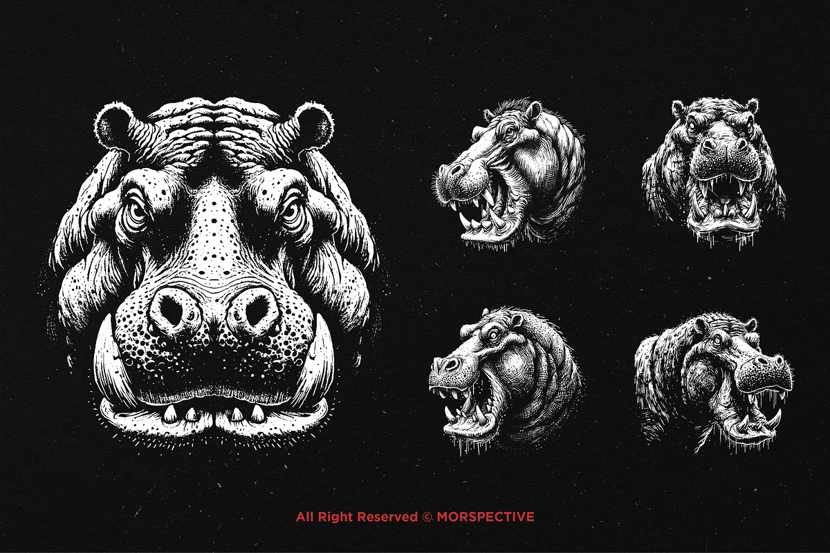 10 Bundle Dark Art Hippopotamus, an Illustration by Morspective (Photo 3 of 7)