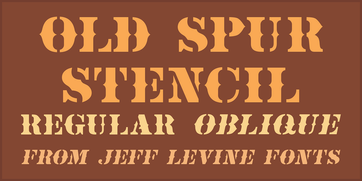 Old Spur Stencil JNL, a Serif Font by Jeff Levine Fonts (Photo 1 of 5)