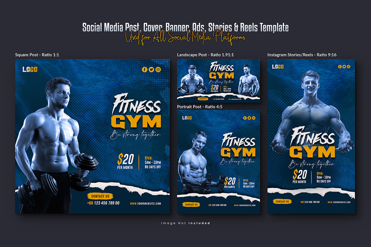 Fitness Gym Social Media Template, a Social Media Template by Creative_View (Photo 3 of 8)