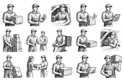 Delivery Worker Vintage Set, an Object Graphic by RT Studio (Thumbnail 2 of 4)