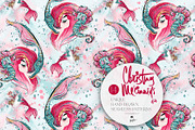 Christmas Mermaids Seamless Patterns, a Pattern Graphic by KaramfilaS (Thumbnail 16 of 19)