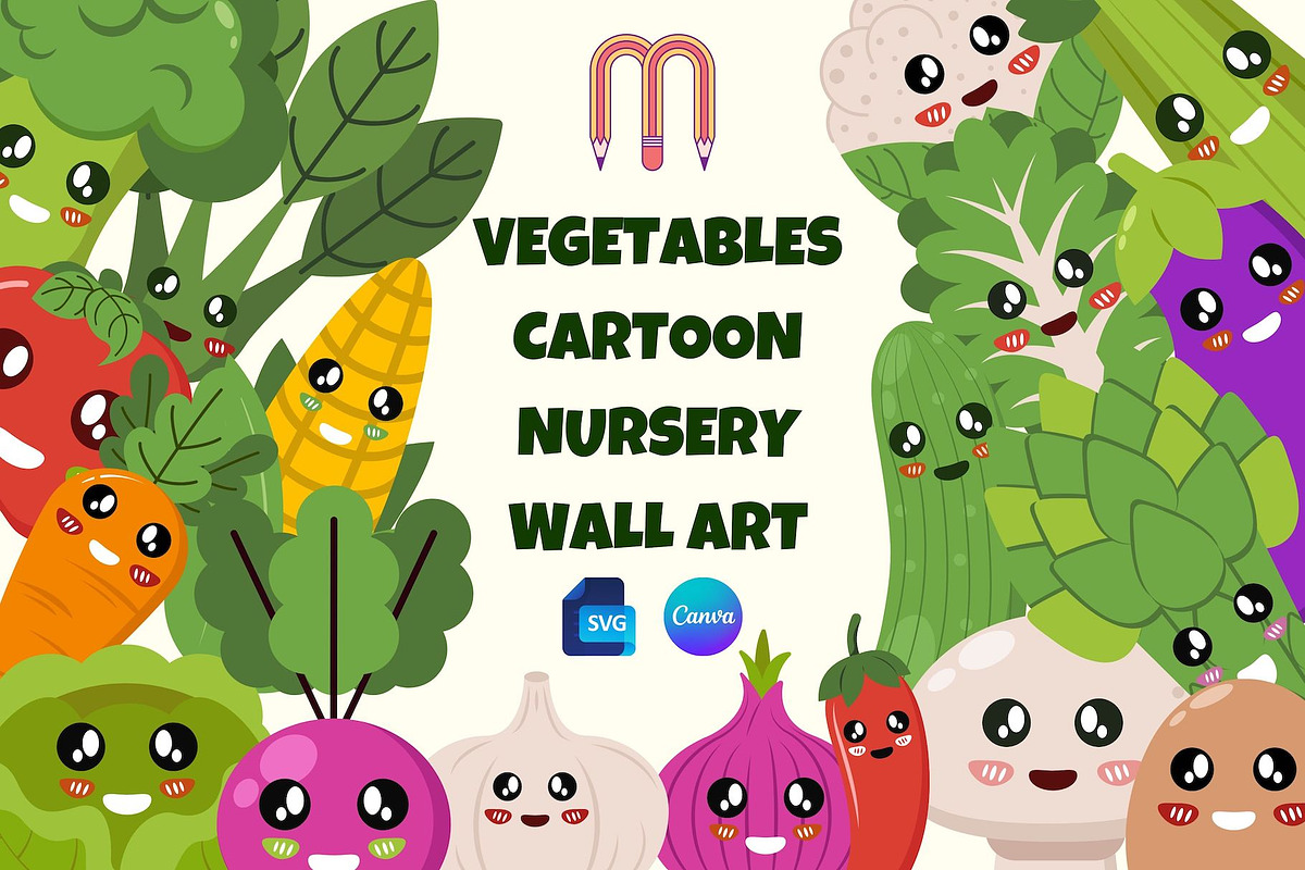Customizable Vegetables Nursery Art, a Food Illustration by Millusti (Photo 1 of 9)