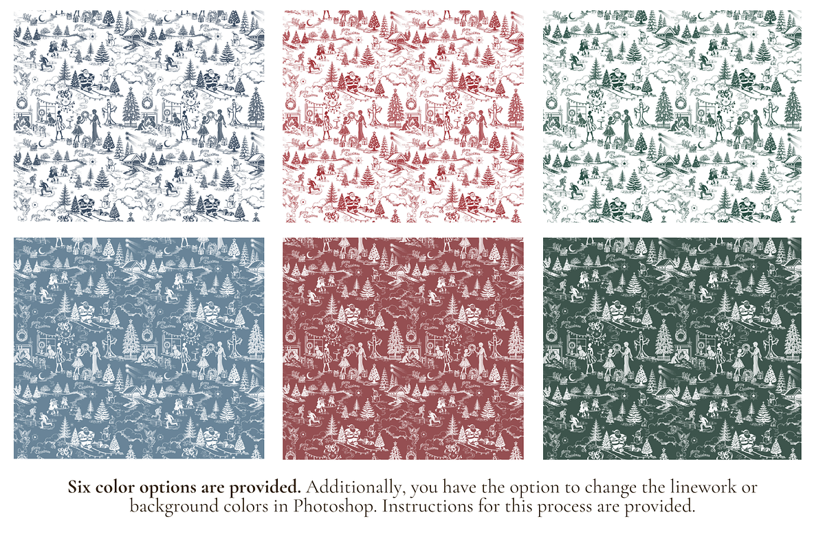 Vintage Christmas Seamless Pattern, a Background Graphic by Hughes Studio (Photo 2 of 8)