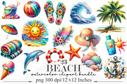 Watercolor Beach Clipart, an Illustration by Designking (Thumbnail 1 of 5)