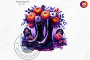 Halloween Floral Rain Boots Cliparts, a Seasonal Illustration by ThatsDesignArt (Thumbnail 5 of 10)