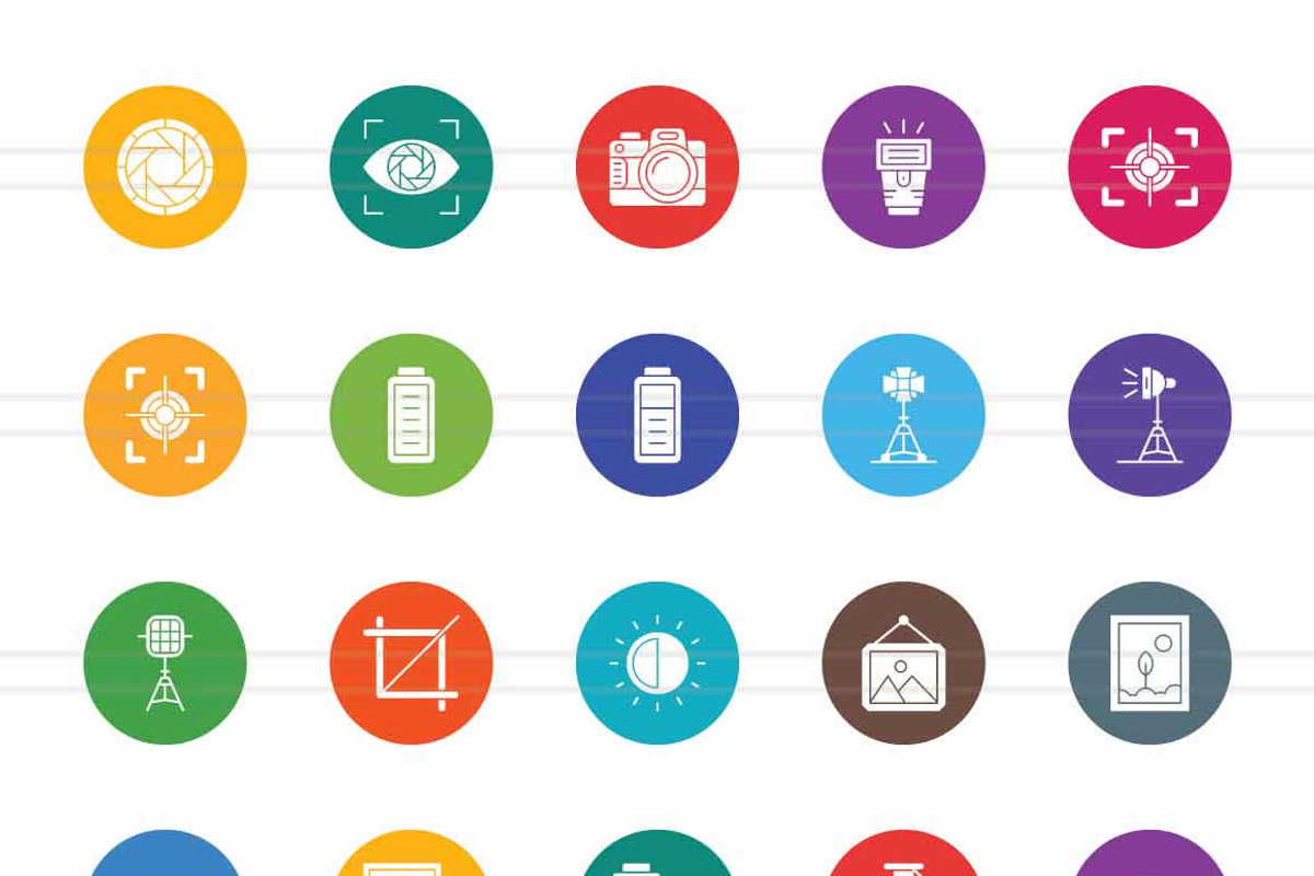 50 Photography Flat Round Icons, an Icon by IconBunny (Photo 2 of 2)