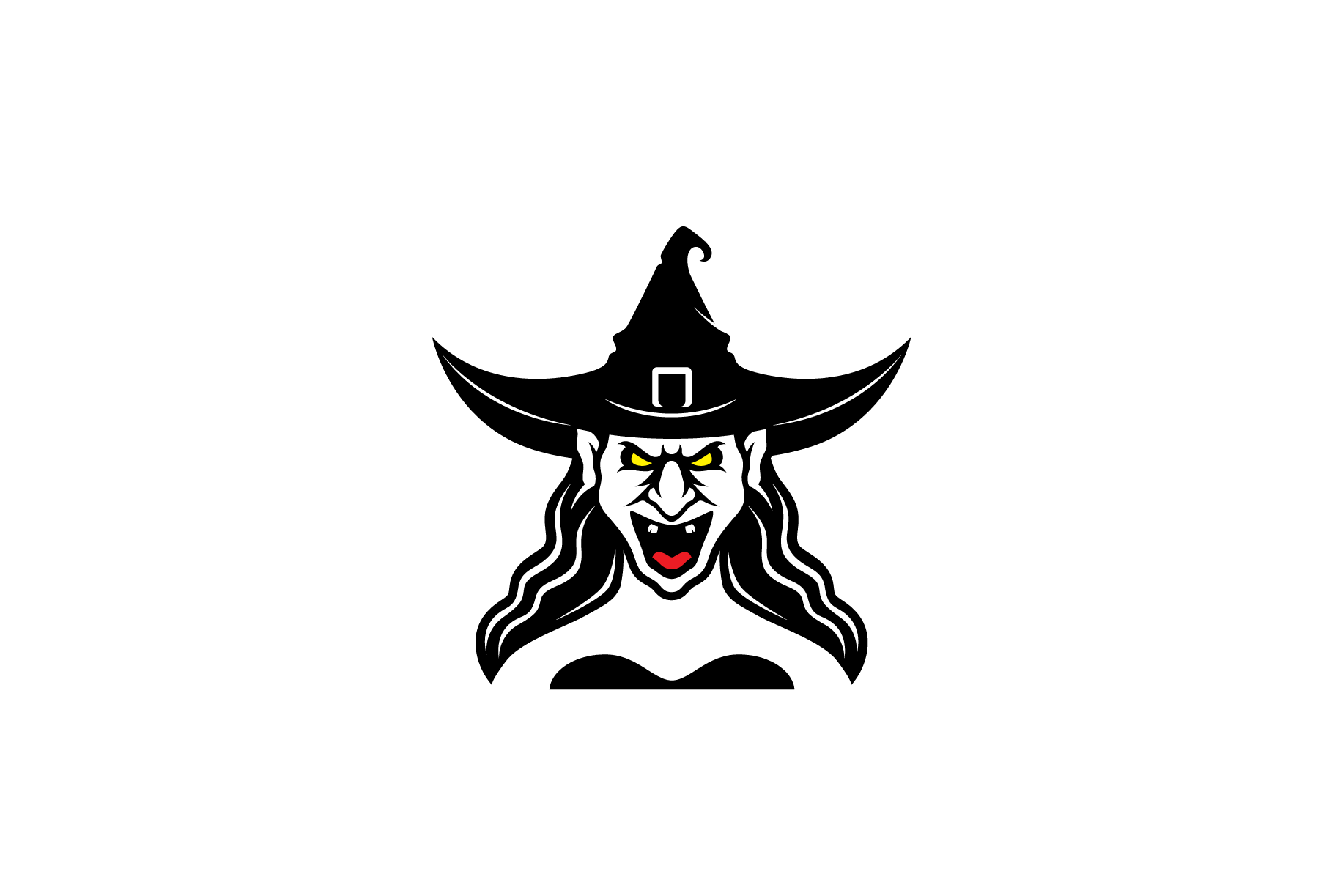 female witch scary logo design vector