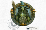 Halloween Witches Medaillons, a Seasonal Illustration by ThatsDesignArt (Thumbnail 4 of 16)
