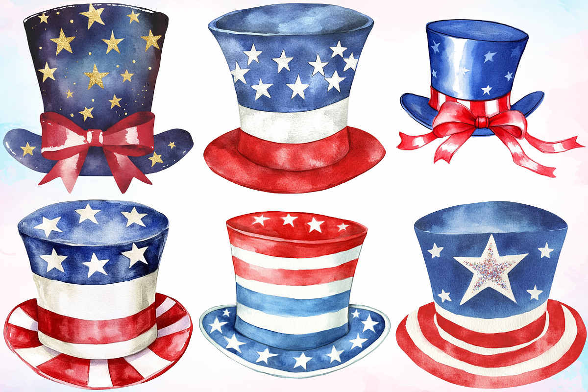 Top Hat 4th of July Clipart Bundle, a Seasonal Illustration by Canvas Craft (Photo 4 of 4)