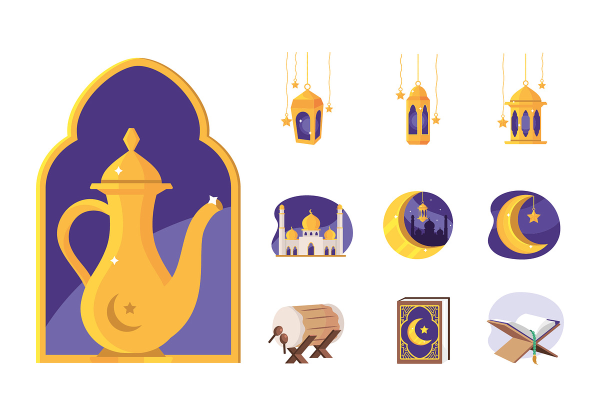 Ramadan Celebration Illustration Set