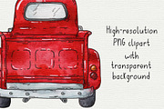 Christmas truck watercolor clipart, an Object Graphic by Trinibis (Thumbnail 4 of 5)