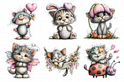 Spring Cat Clipart Set, an Illustration by Daily.Designs (Thumbnail 3 of 7)