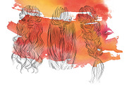 Long hair line art illustrations, an Illustration by esylvia (Thumbnail 3 of 3)