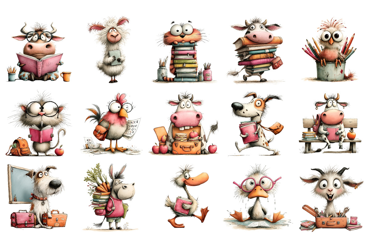 Whimsical Farm School PNG, an Animal Illustration by Nicolle's Colorful Art (Photo 2 of 5)