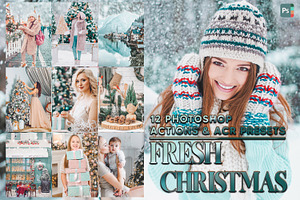 12 Fresh Christmas Photoshop Actions, an Action Add-On by Hue Palettte Studio