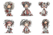 Whimsical Summer Girls Clipart, an Illustration by SinaCreation (Thumbnail 2 of 9)