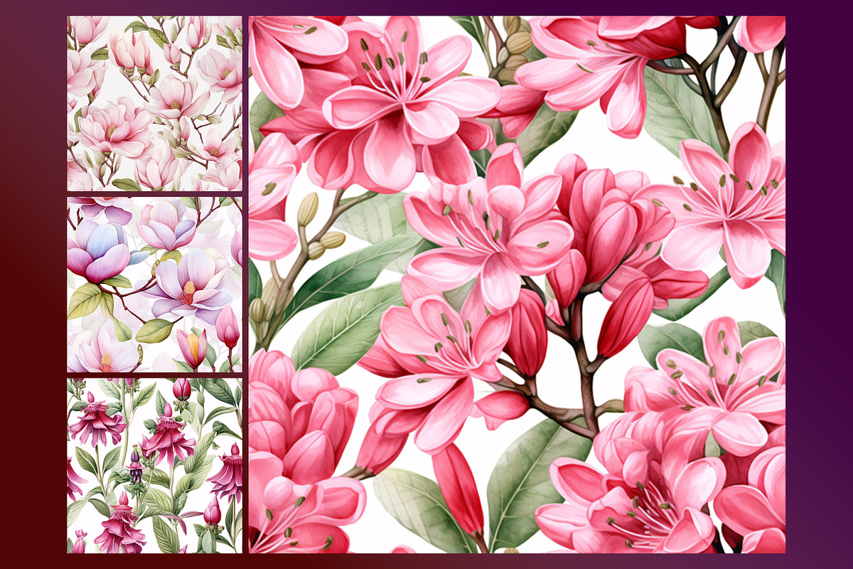 Watercolor Pink flowers pattern, a Pattern Graphic by Forhadx5