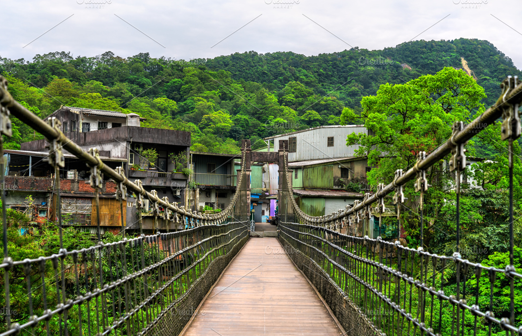 Jingan Suspension Bridge in Shifen - New Taipei, Taiwan, an Architecture Photo by Leonid Andronov