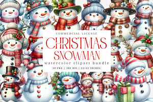 Snowman Winter Clipart Bundle, an Illustration by SinaCreation