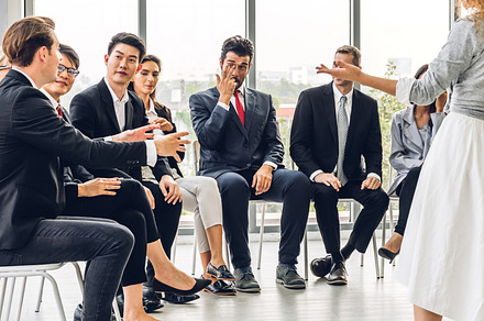 Businesswoman coach speaker presentation and discussing meeting, a Person Photo by Art_Photo