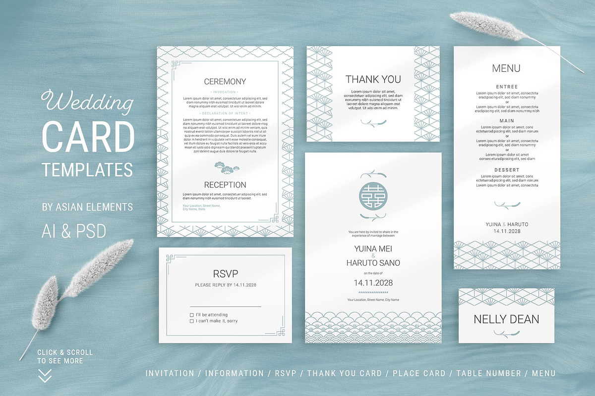 Elegant Wedding Stationery Templates, a Stationery Template by AsianElements (Photo 1 of 10)