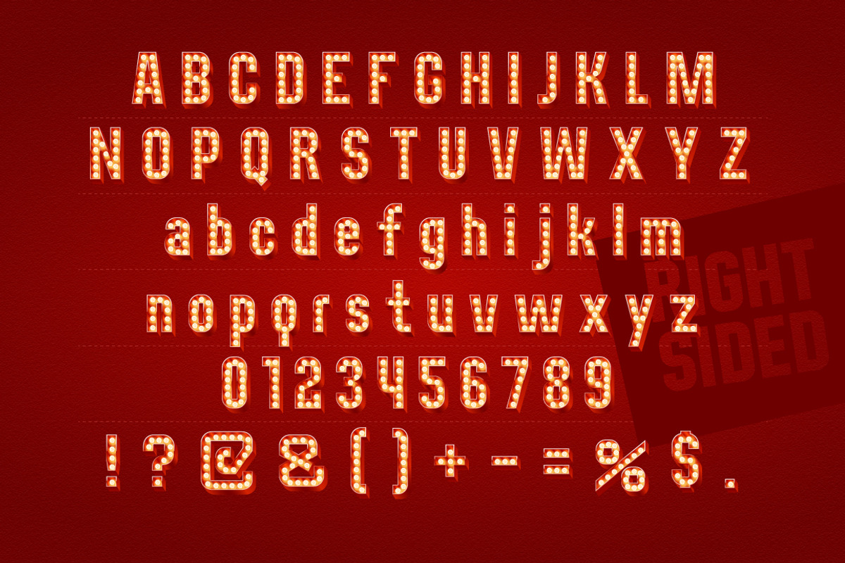 Realistic lamp board alphabet preview 2
