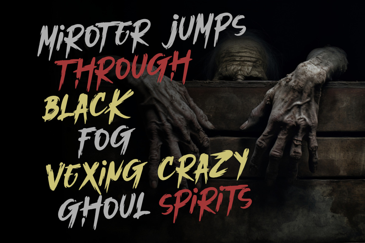 Miroter – Horror Brush Display Font, a Font by Bayuktx (Photo 4 of 8)