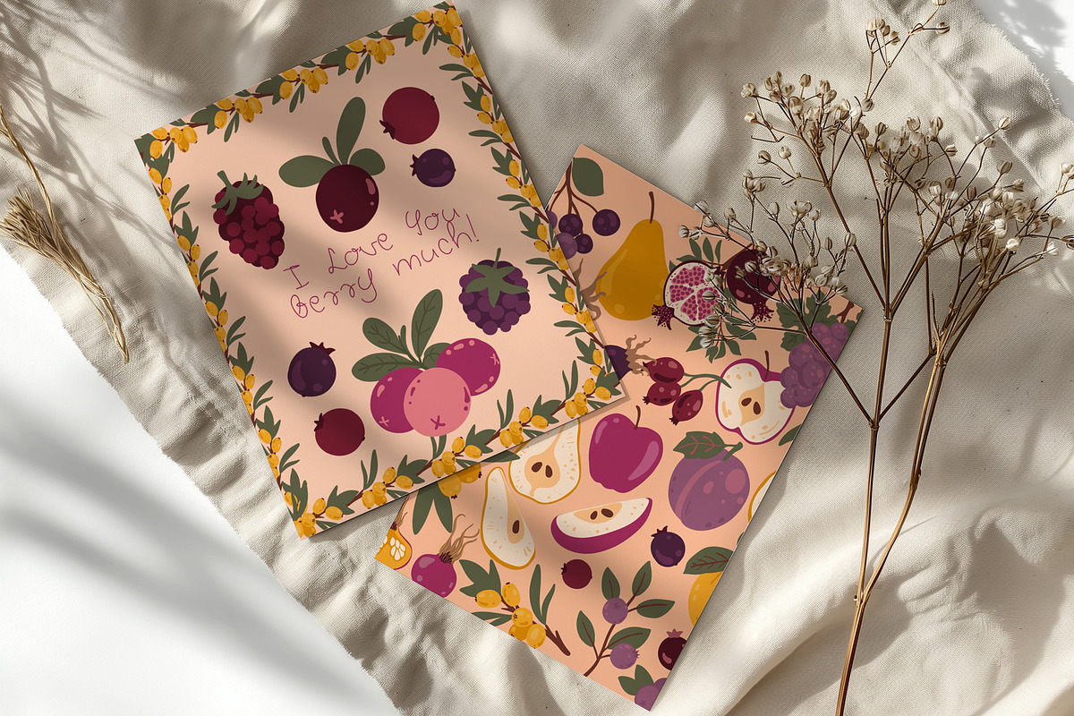 Botanical fruit clipart & frames, a Food Illustration by Carpet Tapete Pretzel (Photo 9 of 11)