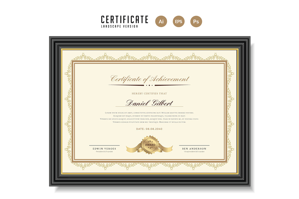 586. Modern Certificate Template, a Stationery Template by CreativeRezwan (Photo 2 of 3)
