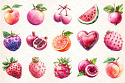 Watercolor Pink Fruit Clipart, an Illustration by Rose Art (Thumbnail 2 of 4)