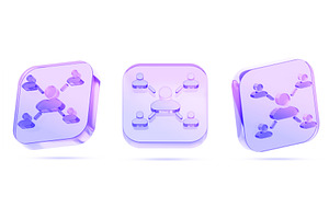 3D user network connection icon set, a Characters & Person 3D Model by Marozhkastudio