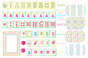 Mahjong Set PNG Watercolor DIY, an Illustration by LABFcreations (Thumbnail 2 of 4)