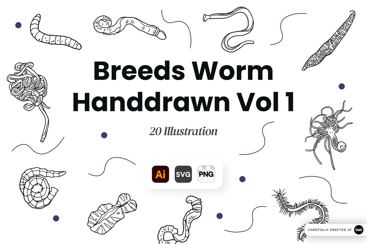 Breeds Worm Hand-Drawn Vol. 1, an Animal Illustration by SLAB! Design (Photo 1 of 3)