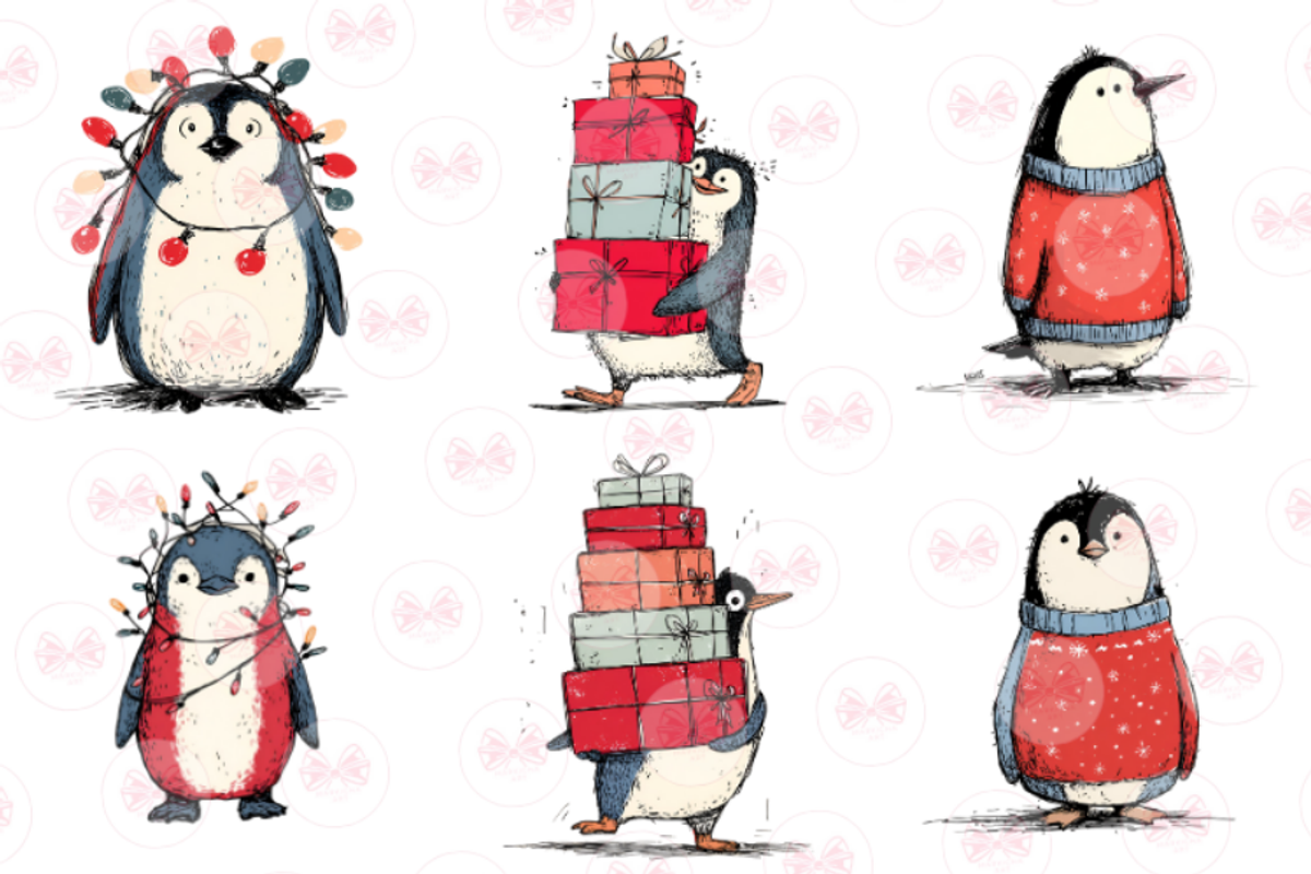 Christmas Penguin Clipart, an Illustration by Markicha Art (Photo 3 of 6)